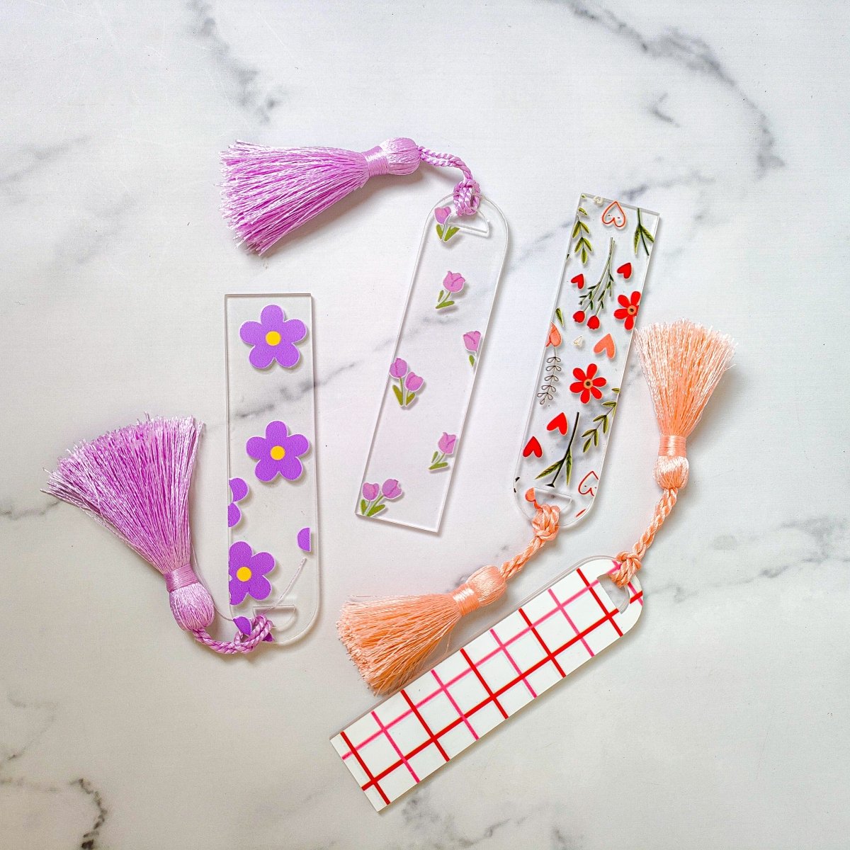 Printed Book Marks with Tassels Set of 4 - Memories InsiteFLORAL TASSEL BOOKMARK-SET OF 4